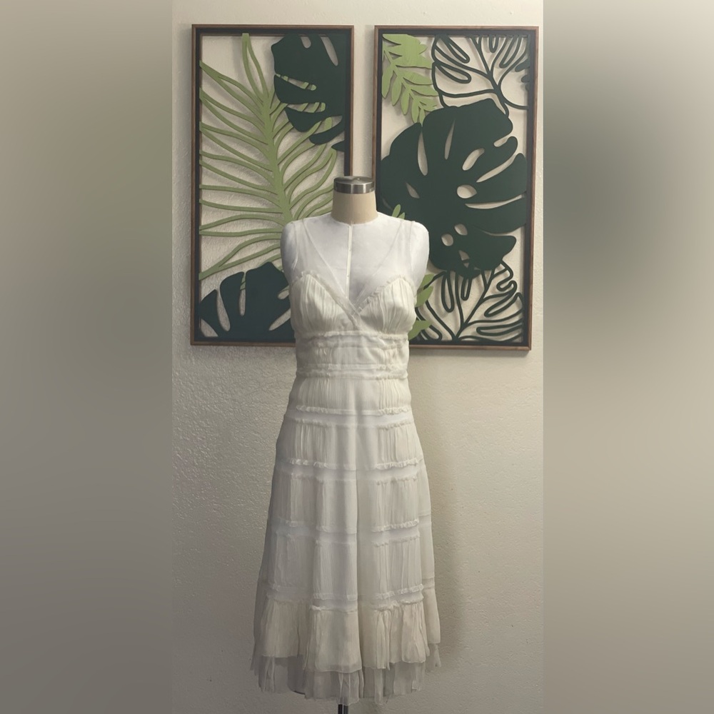 Bcbgmaxazria off-white silk wedding/ party dress NWOT